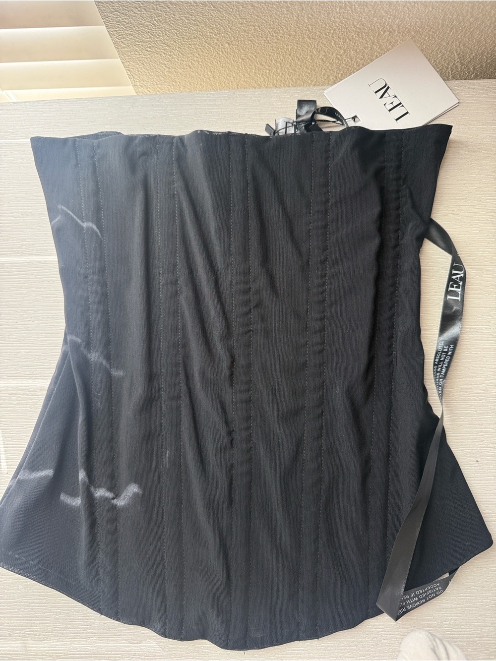 LEAU Black Strapless Corset Top with Boned Seams